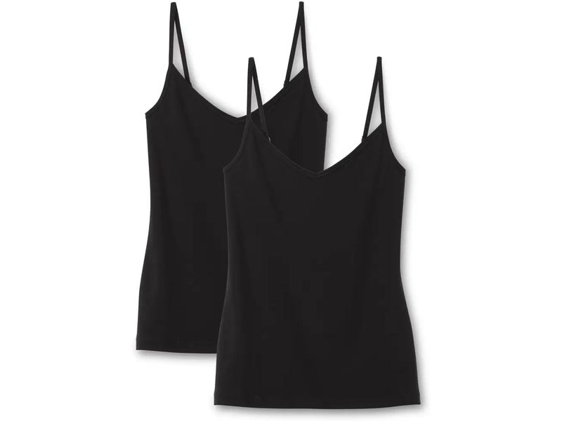 Calida Unterhemd Benefit Woman 2er Pack Schwarz, M Damen Spaghetti-Top