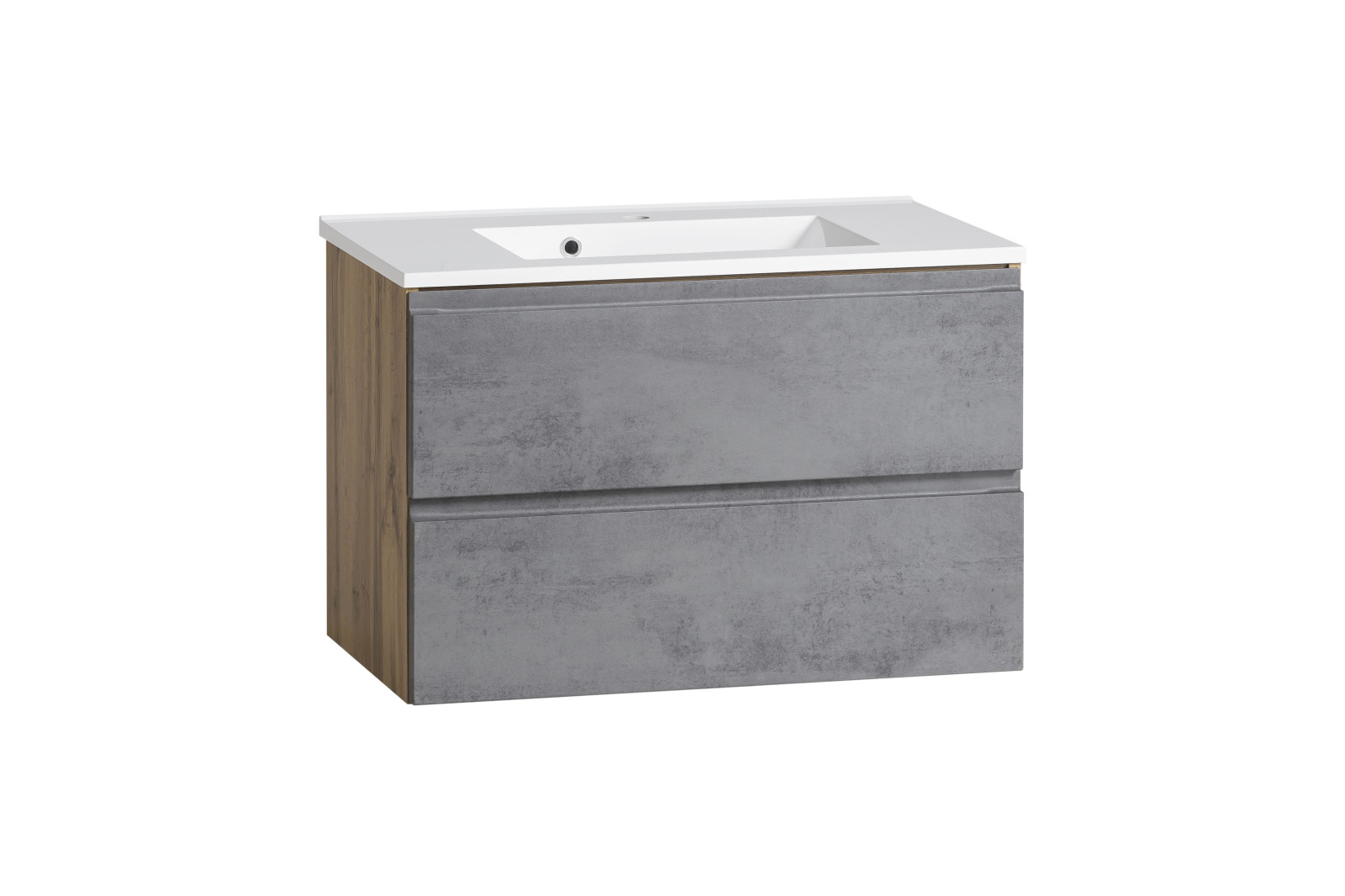 Waschtisch - Wotaneiche - Oxid Beton - Mineralguss - 80 cm