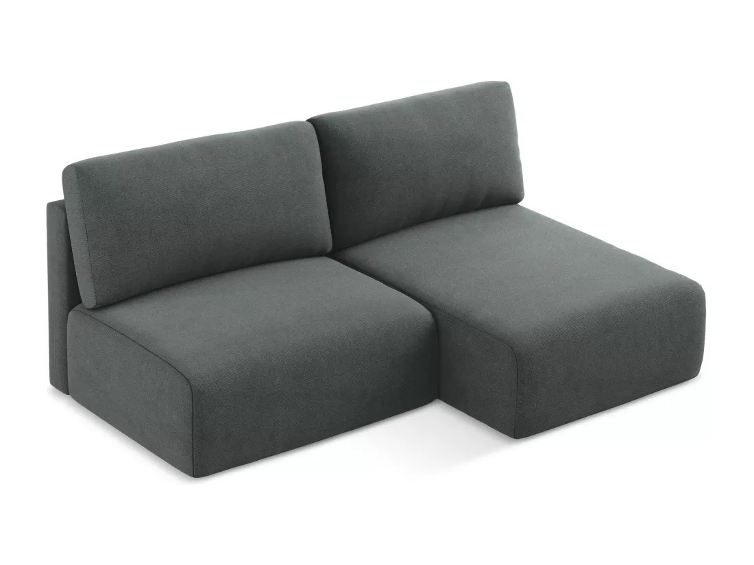 Canapé d’angle 3 places droit sans accoudoir convertible en Strukturstoff - gris - KONA