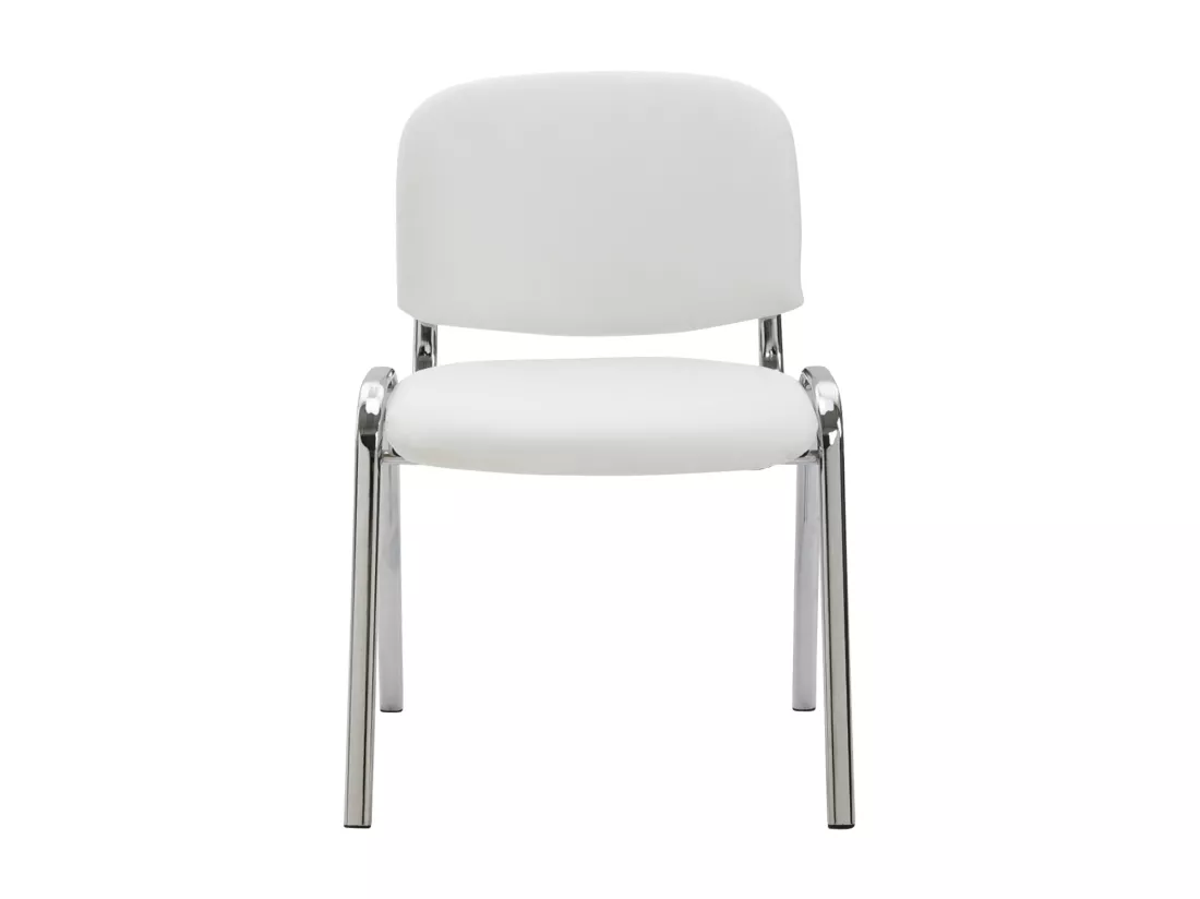 Chaise de salle à manger - Similicuir & Métal chromé - Blanc - Ken
