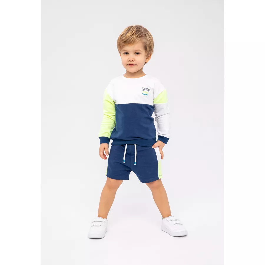 MINOTI Sweatshirt und Shorts Set DunkelblauWeiß