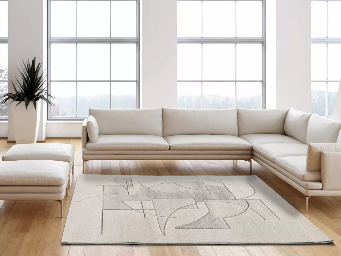 Tapis intérieur - géométrique - crème - 160 x 230 cm - LENA