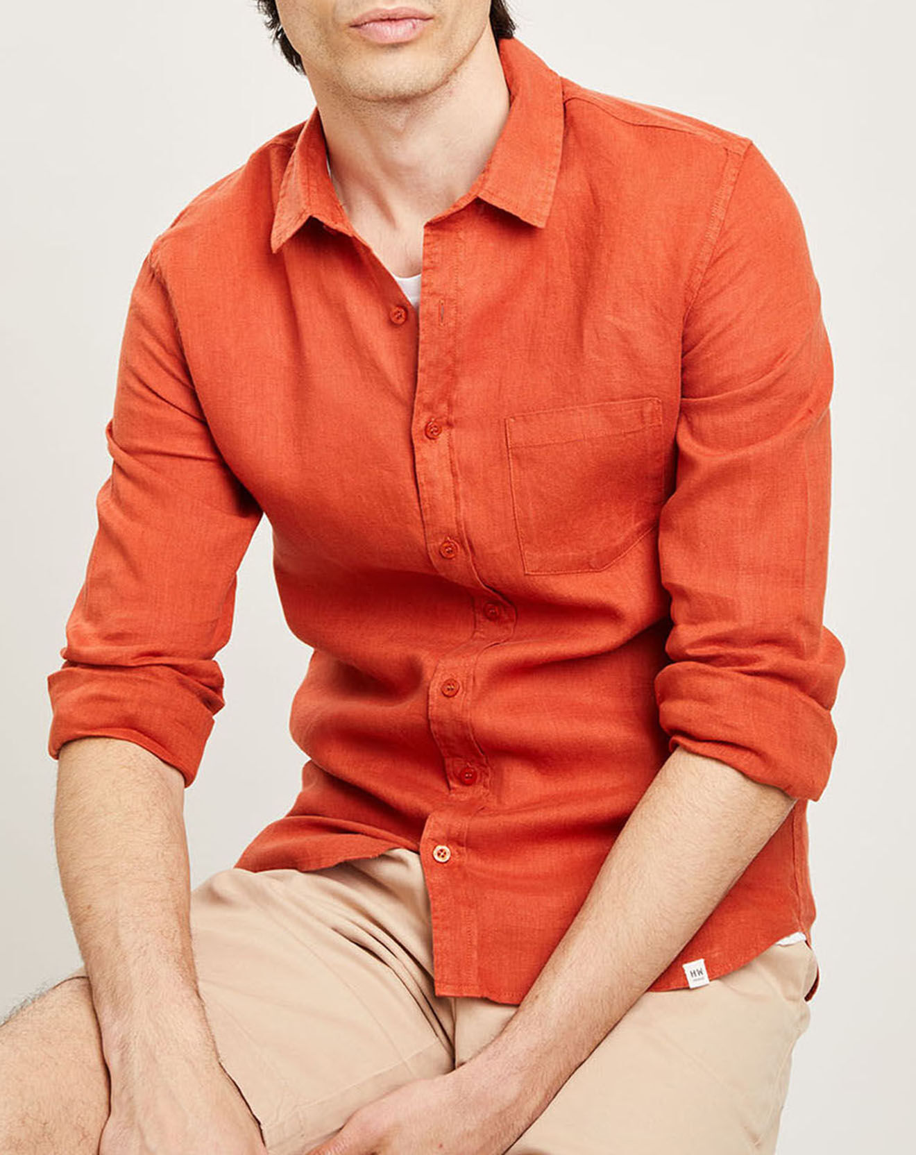 Harris Wilson Chemise slim 100% Lin Efesio rousse