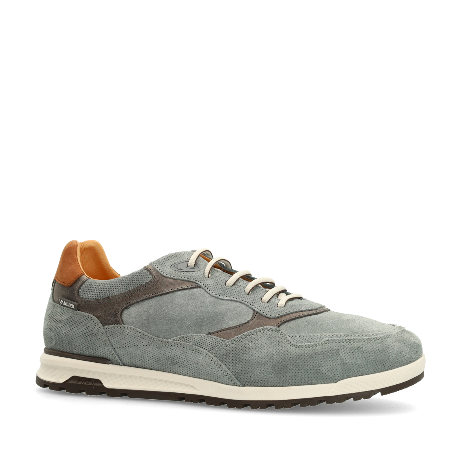 Grijze suède sneakers met leren details