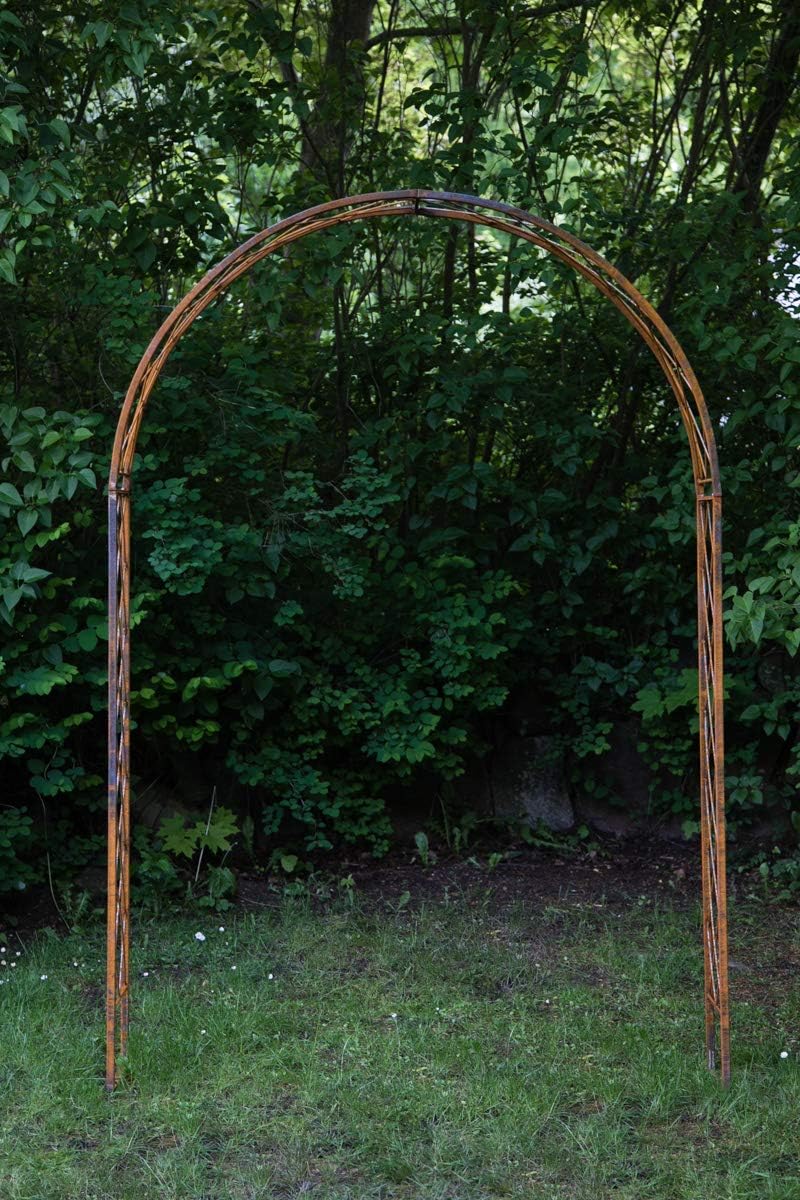 KUHEIGA Rostiger Rosenbogen Metall, B:150cm / H:230cm,/ Tiefe 34cm Rankbogen Rost, Metall-Bogen