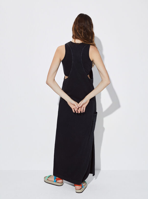 Vestido grande com bolsinha - Preto