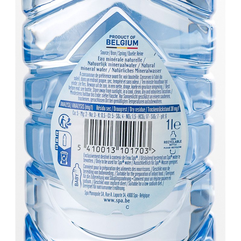 Eau minérale Spa Reine 1 L - 6 bouteilles