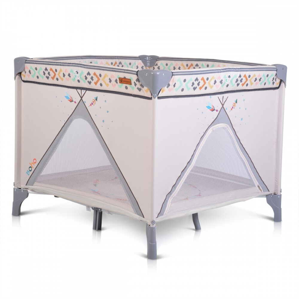 Cangaroo Reiselaufstall Boho, Laufstall, Matratze faltbar, klappbar, Tragetasche beige