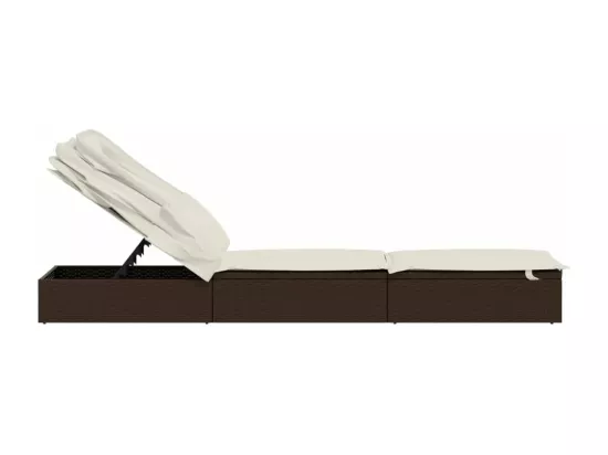 Transat avec toit pliable marron 213x63x97 cm résine tressée