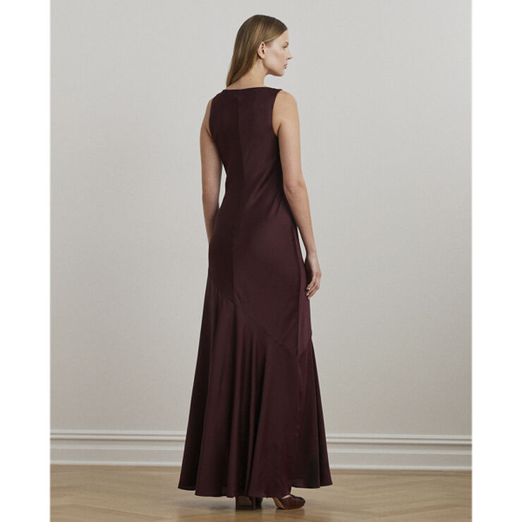 Lauren Ralph Lauren FTHRWT CHARMEUSE-GOWN Pinot noir