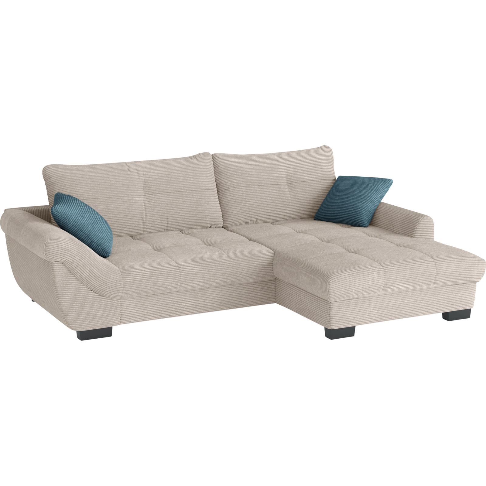 Ecksofa Desiree, Cordstoff natur, Recamière rechts