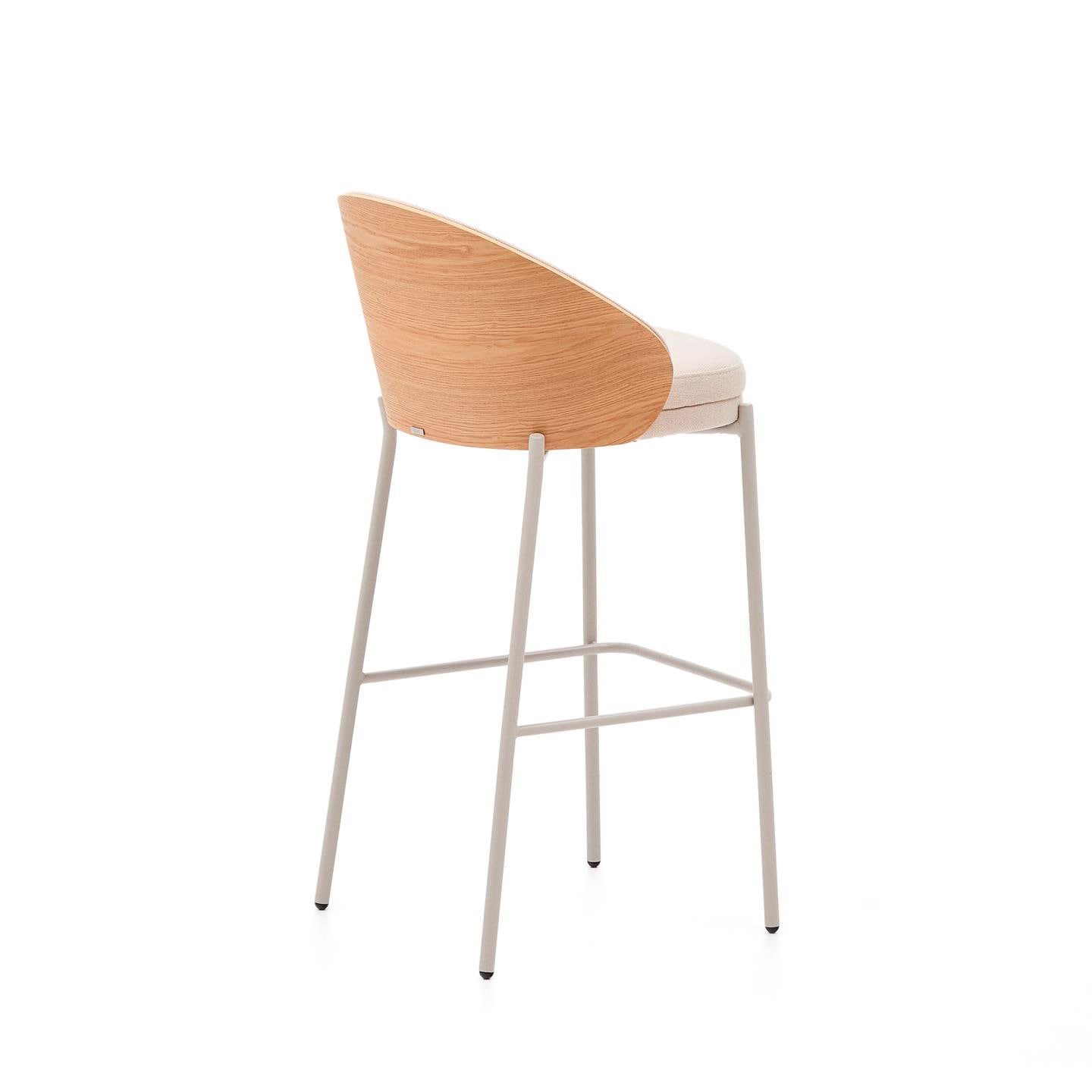 Kave Home Barhocker EAMY Chenille-Bezug beige/Metall beige