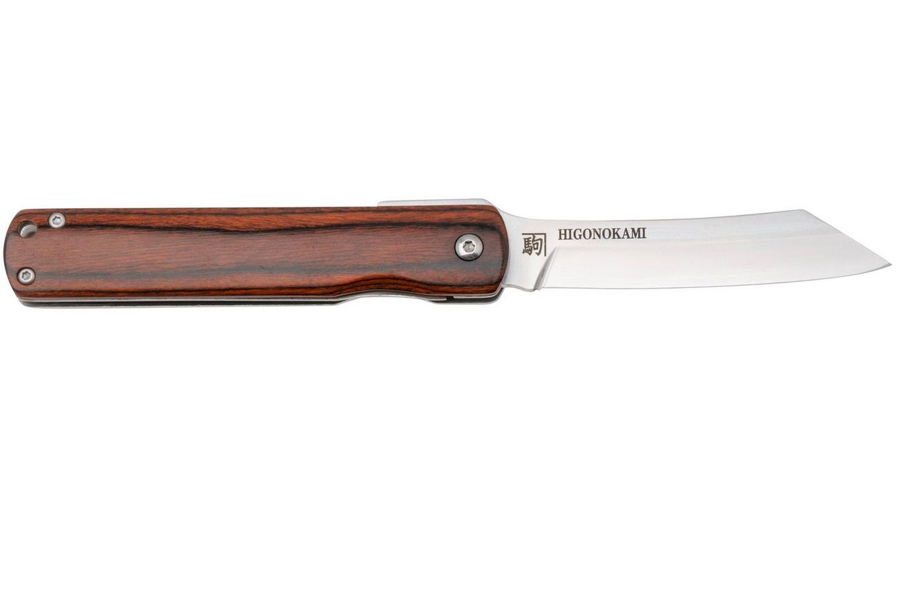Higonokami zakmes 8 cm HIGOLNRBR Linerlock Mahogany, gelamineerd staal