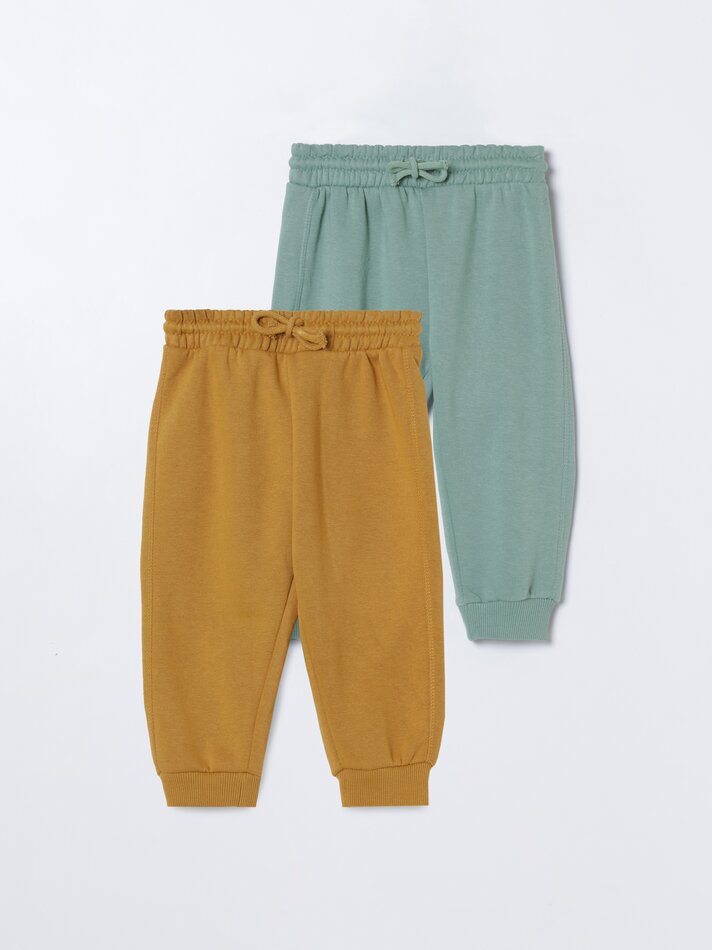 Conjunto de 2 calças de moletom lisas - Amarelo Escuro