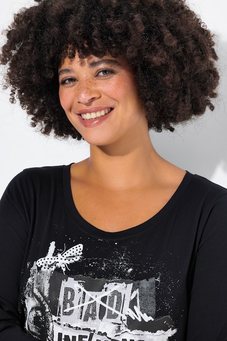 T-Shirt, Classic Fit, Collagen-Druck, 3/4-Ärmel