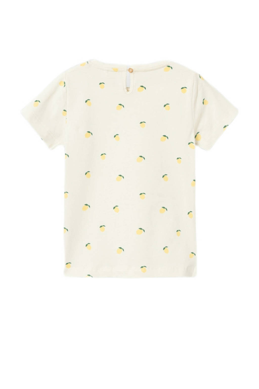 NAME IT T-shirt met all over print en ruches ecru/geel/groen