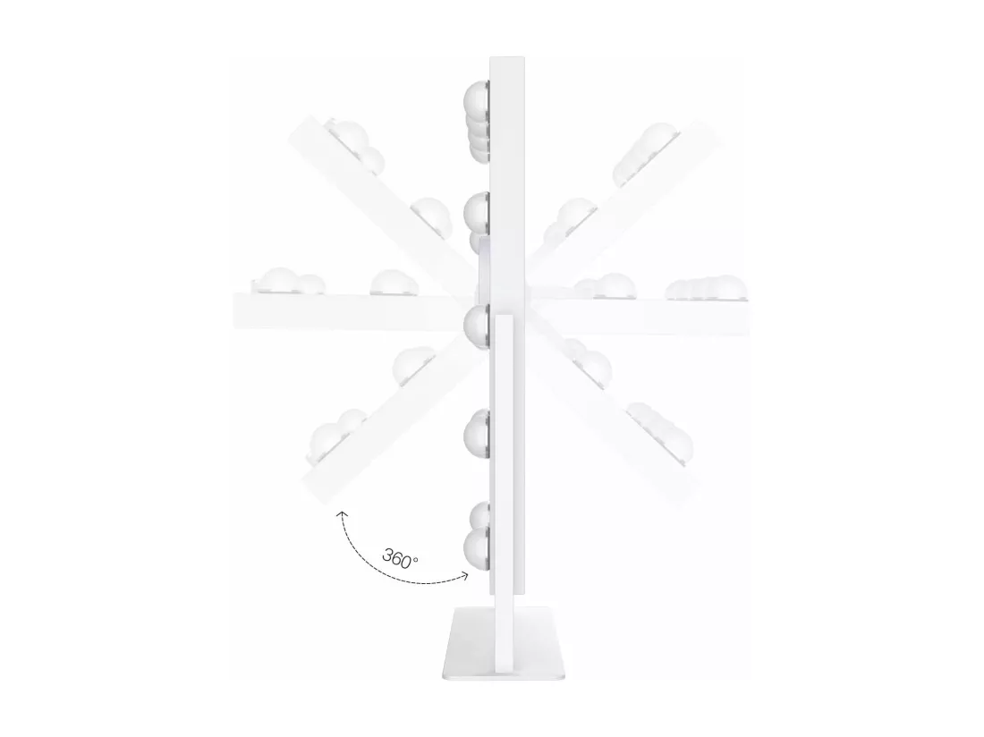Miroir Maquillage Lumineux Led 12 Ampoules 3 Couleurs Luminosité Ajustables Ecran Tactile & Loupe de Grossissant 5X blanc 30cm x 41cm