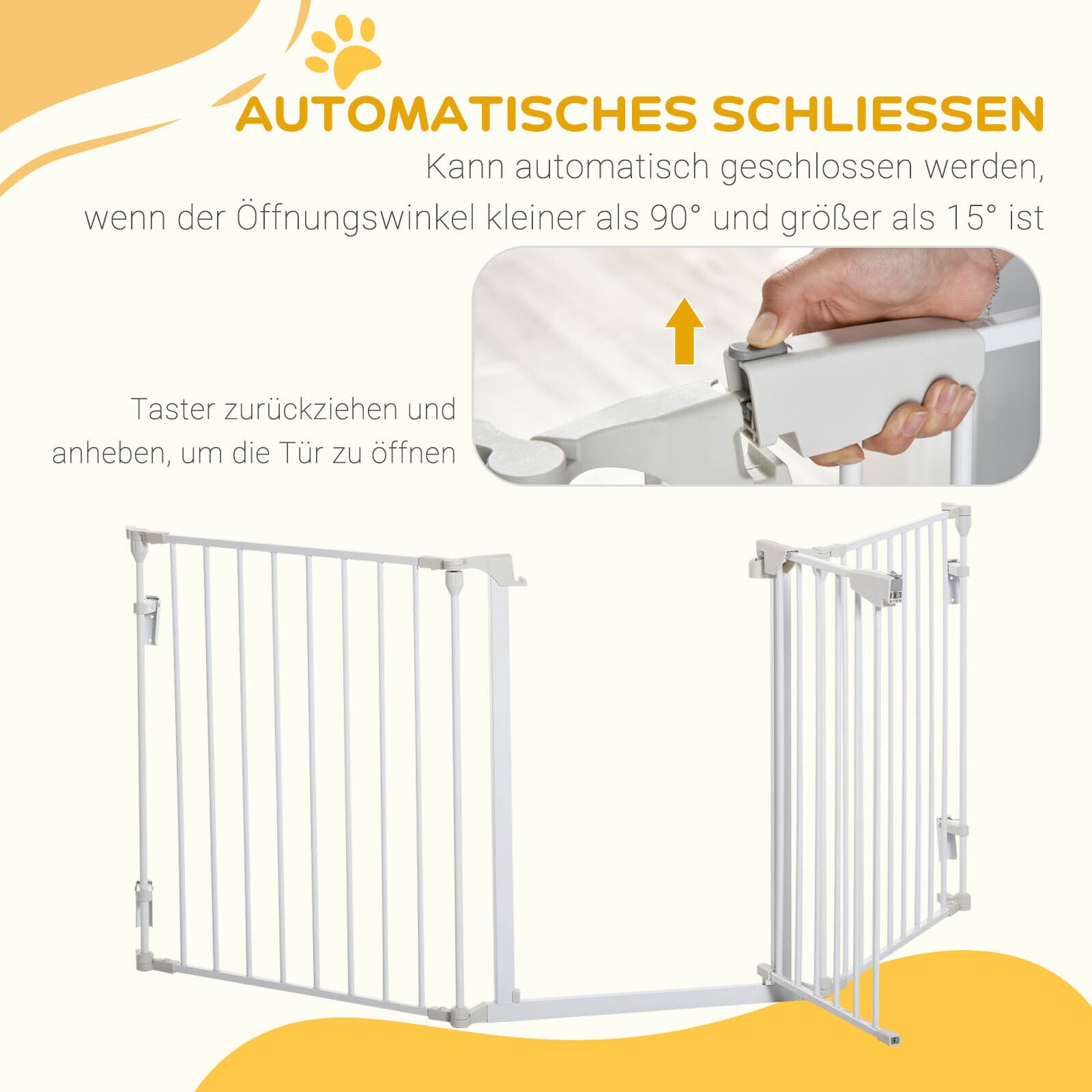 PawHut Absperrgitter  für Hunde weiß 180 x 3 x 74,5 cm (LxBxH)