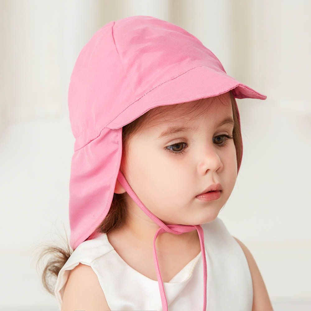 (Ø18cm) Kinder Sonnenhut Sommer Kopfbedeckung Fashion Accessoire mit Kinnband   Nackenschutz - Türkis