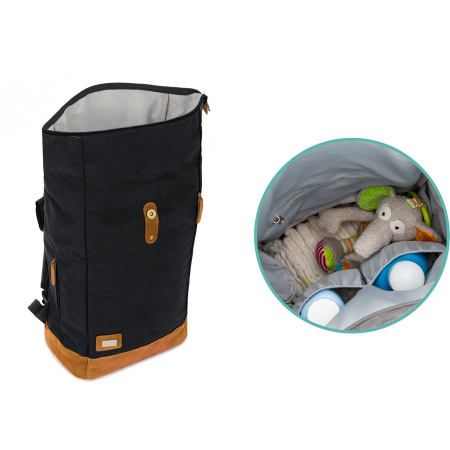 fillikid Wickelrucksack Rolltop Berlin Schwarz Melange