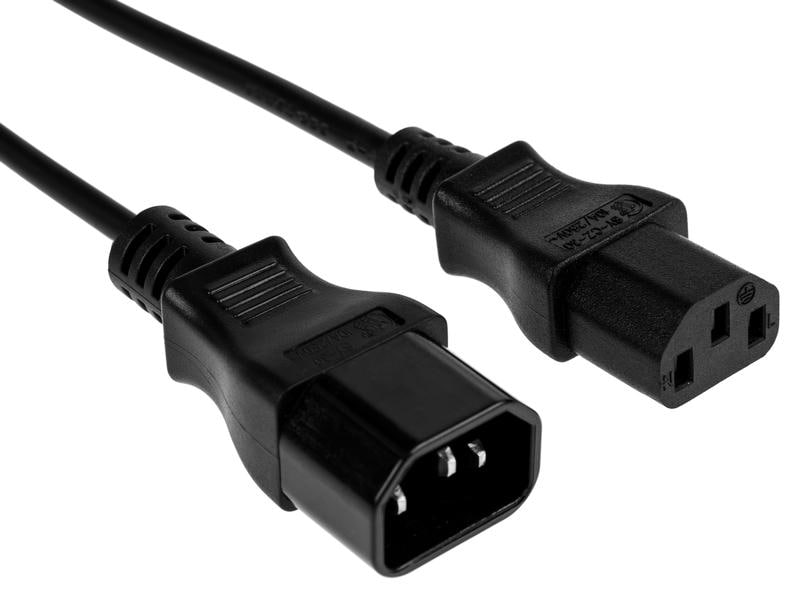 FURBER.power Verlängerungskabel C13-C14 1.0 m Schwarz Netzkabel-Verlängerung H05 VV-F3G0.75