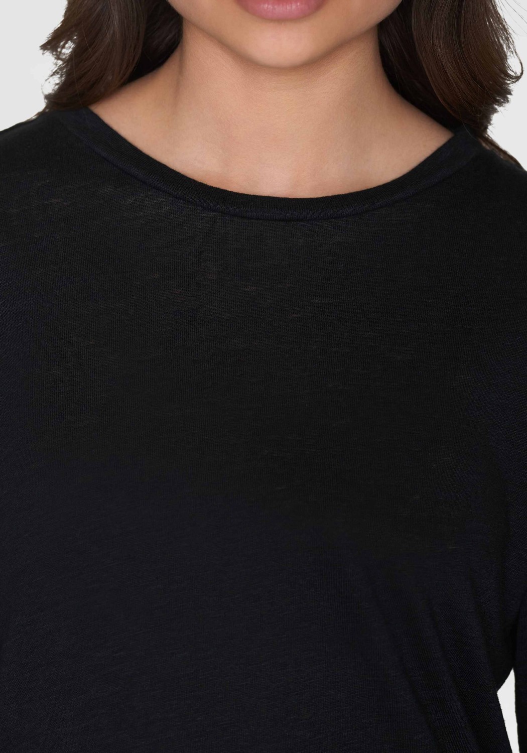 Knowledge Cotton Apparel Longsleeve Linen T-Shirt Black Jet