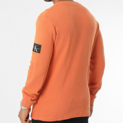 Sweat Crewneck Monogram Badge Waffle 3485 Orange