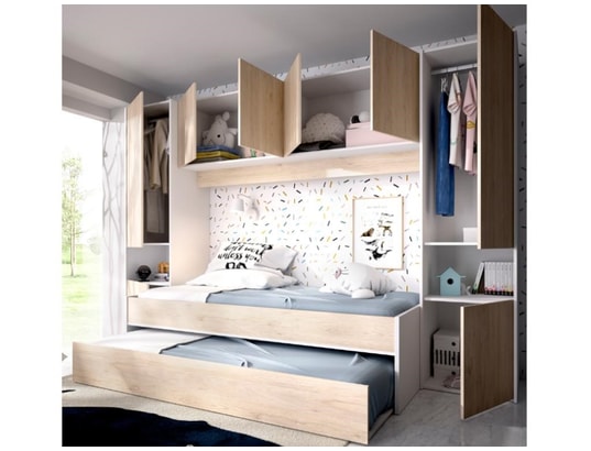 VENTE-UNIQUE - Lit enfant Lit gigogne avec pont de lit selena - 90 x 190 cm - coloris...