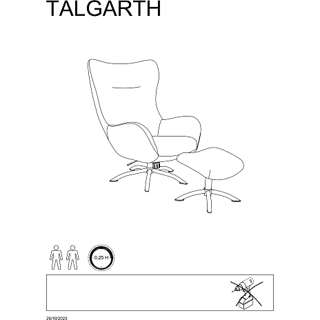 Talgarth lænestol inkl. fodskammel - antracit