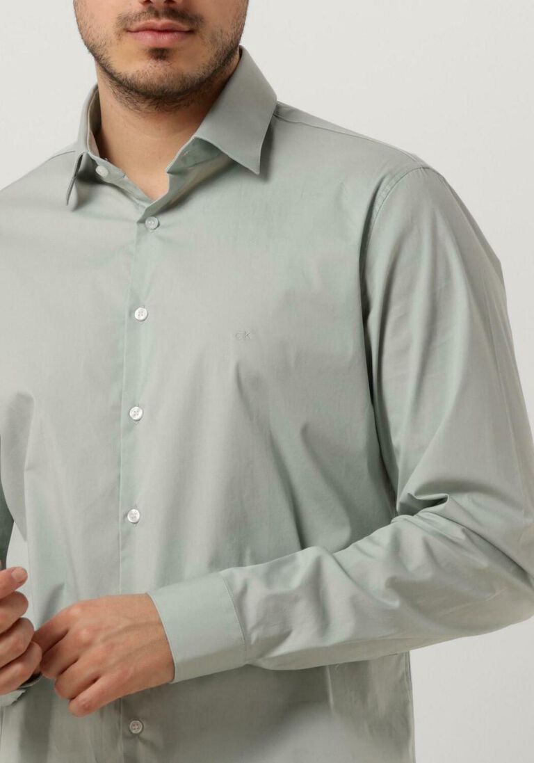CALVIN KLEIN mint calvin klein klassiek overhemd poplin stretch slim shirt