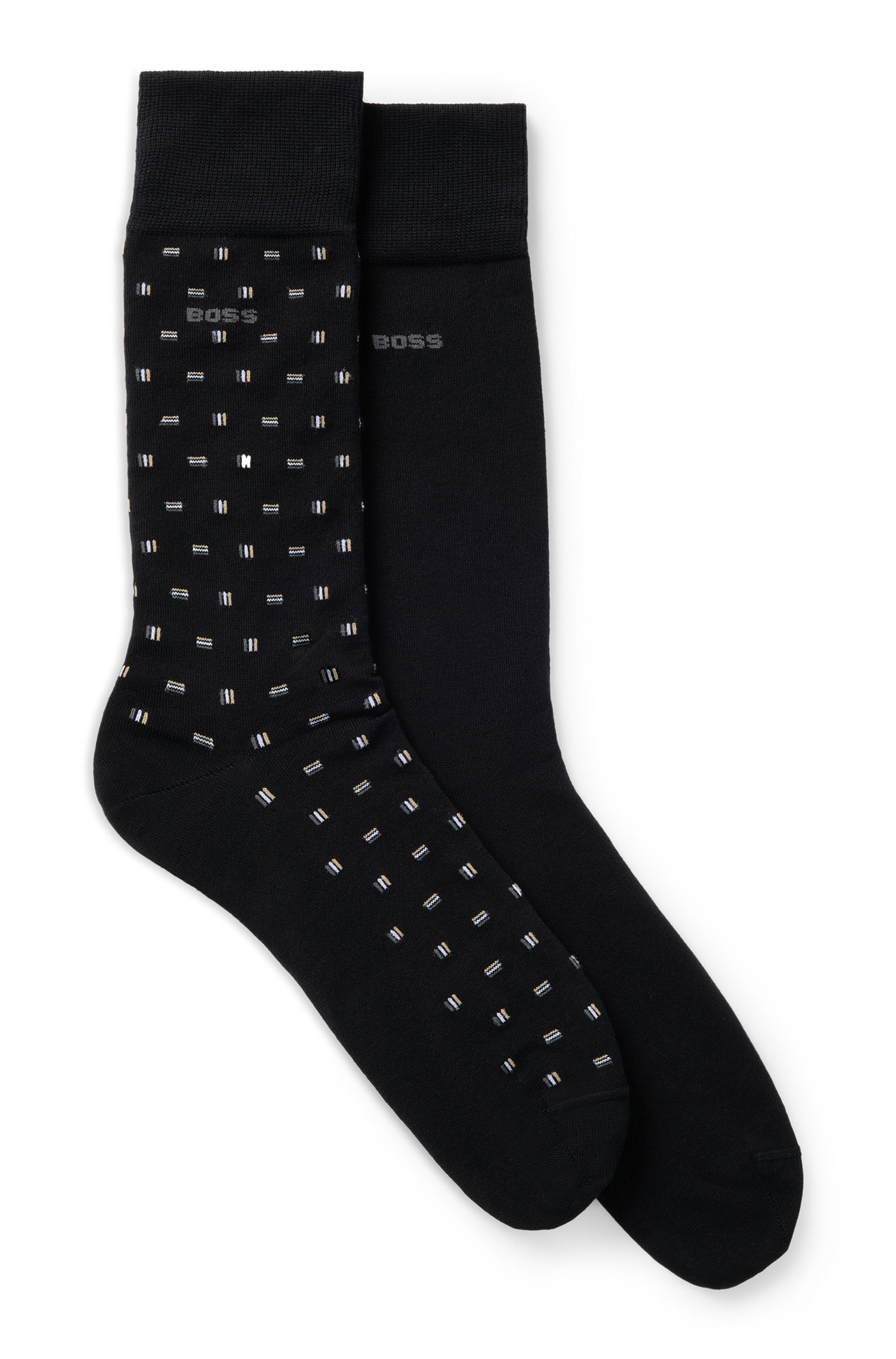 BOSS Businesssocken »2P RS Mini Iconic« 2 Paar tlg. Socken Pack aus 1x uni und 1x minimalistisches Muster
