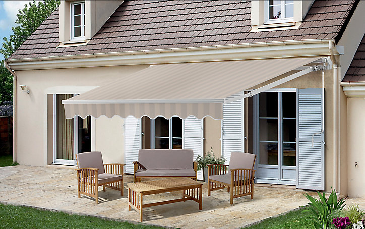 Store banne manuel sans coffre Torello beige et gris 3,95 x 3 m