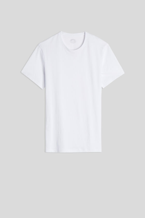 Camiseta de manga curta e gola redonda em algodão Supima®