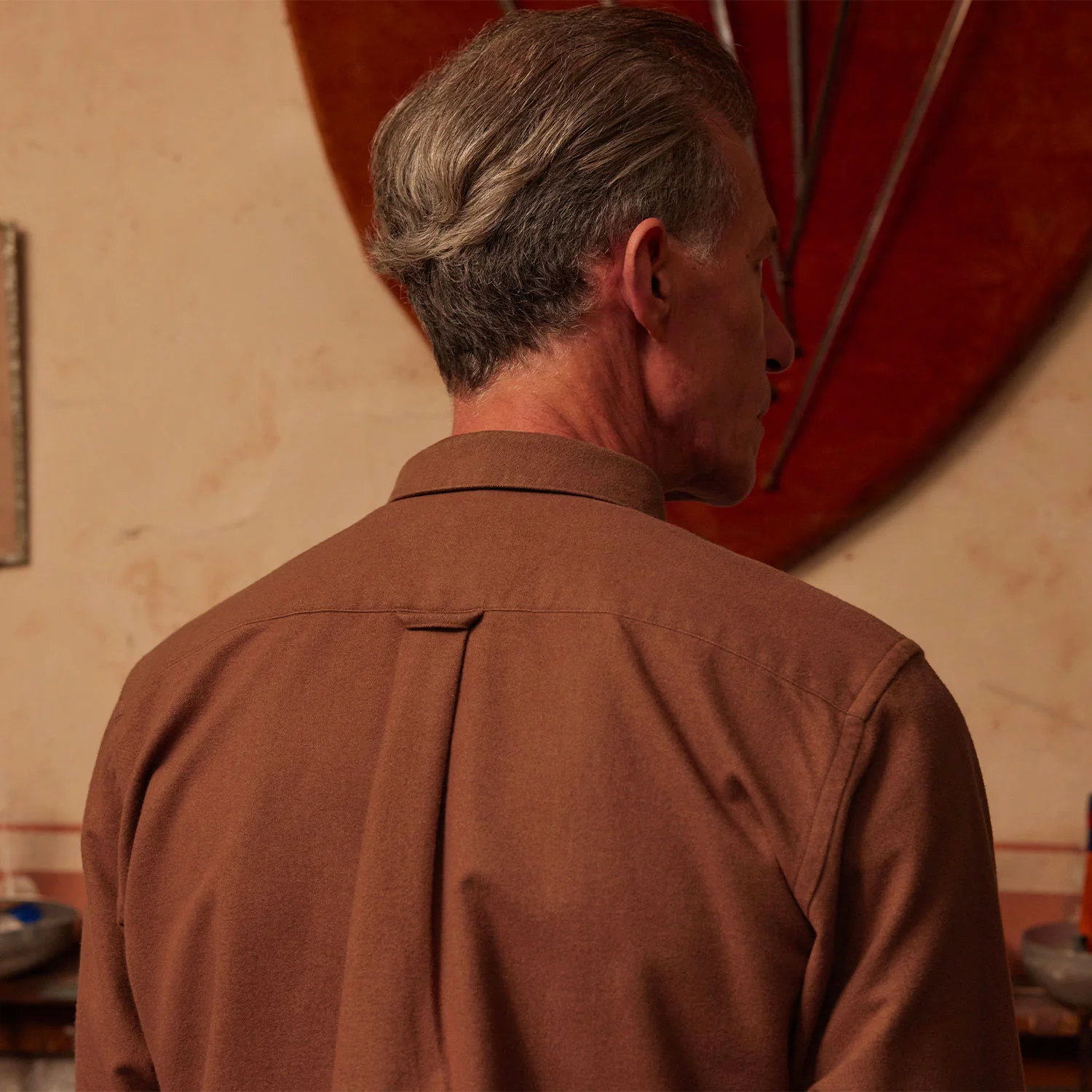 Heavy organic cotton flannel shirt in rust