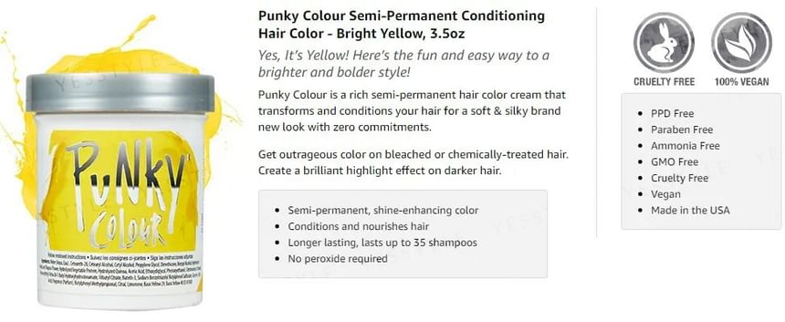 Punky Colour - Semi-permanente conditionerende haarkleuring felgeel