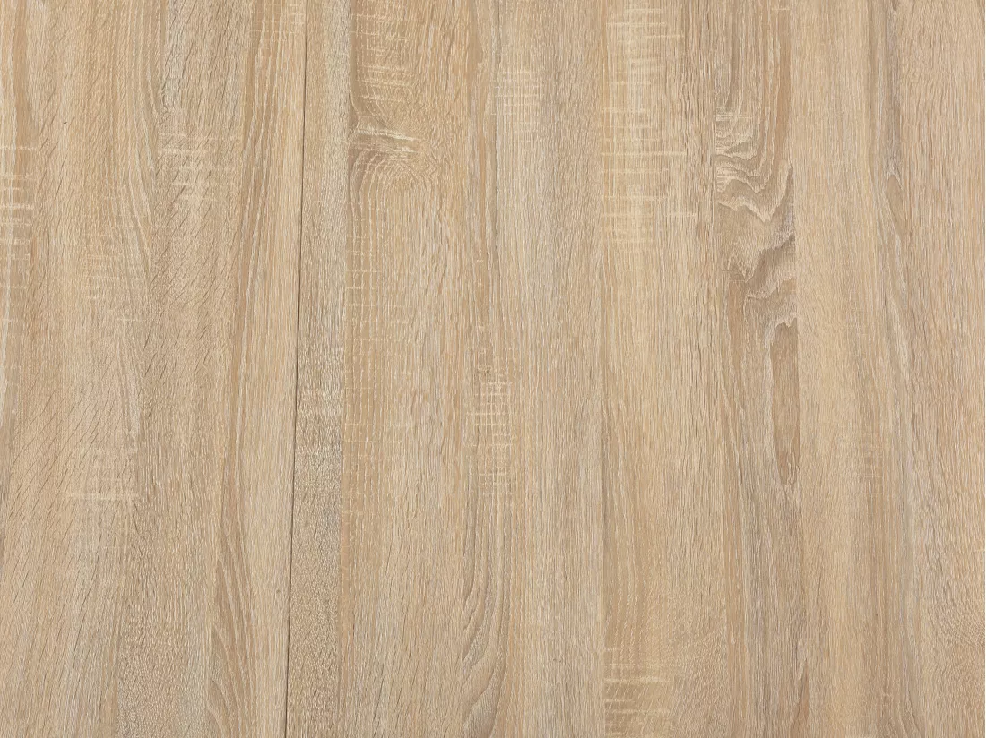 Table à manger extensible 6 à 12 couverts en MDF et acier - Naturel clair et Noir - KOMONI