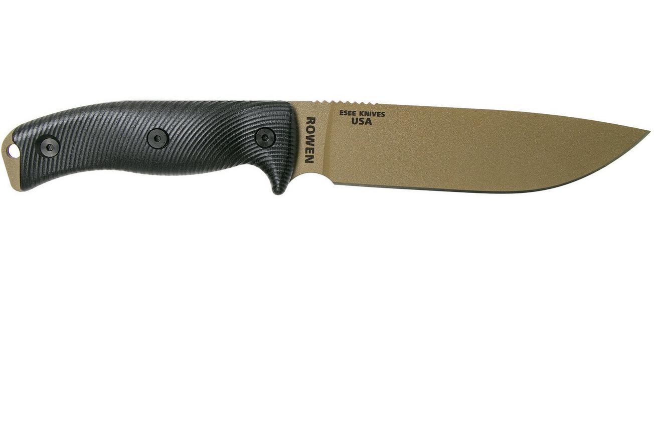 ESEE Model 6 Dark Earth Blade 3D Black G10 survivalmes 6PDE-001 zwarte schede   clip plate