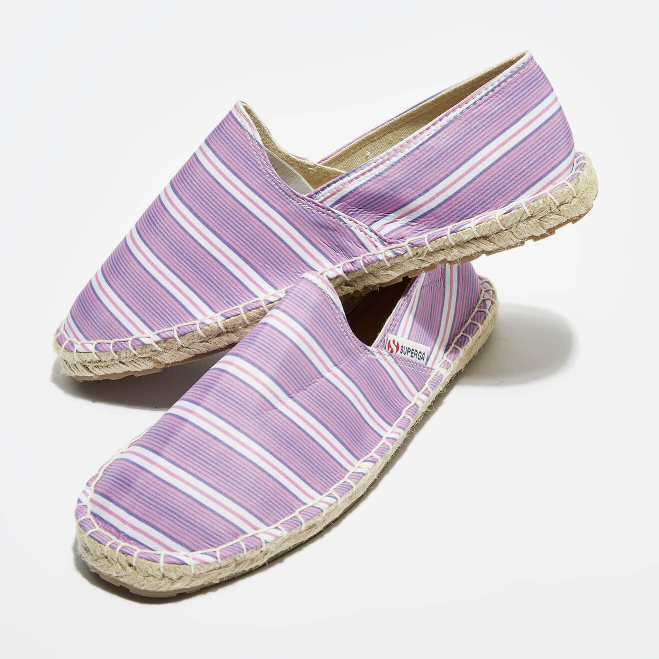 Superga Espadrilles en toile rayées fuchsia/lilas