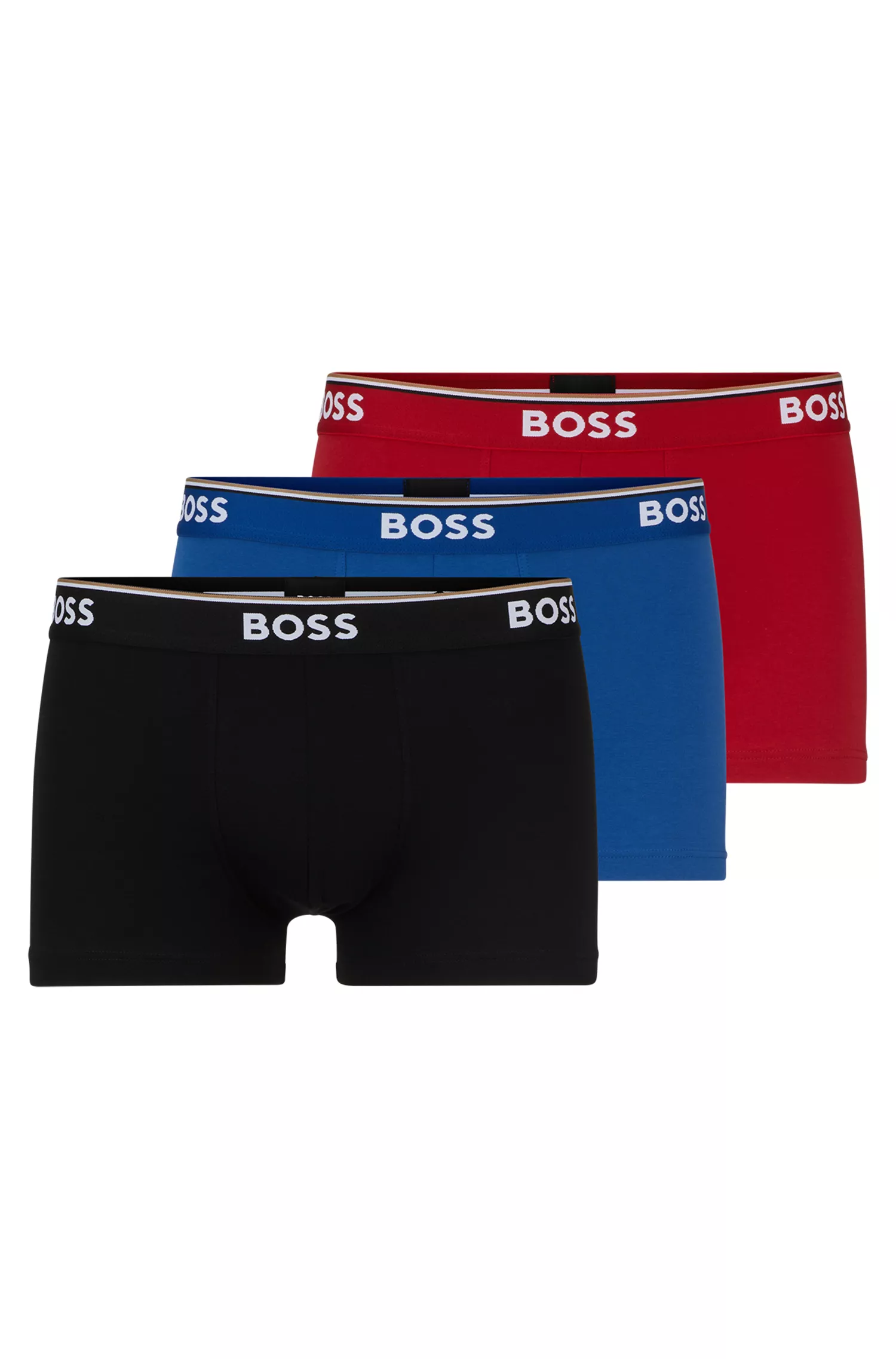 BOSS Black - Pacote com três cuecas boxer de algodão elástico com cós com logotipo.