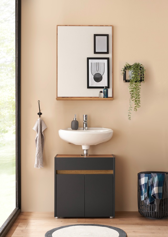 INOSIGN Waschbeckenunterschrank »CITY/GIRON, Waschtisch mit Griffmulde, Badschrank in zeitlosem Design« in den Farben Weiss und Anthrazit verfügbar, viel Stauraum