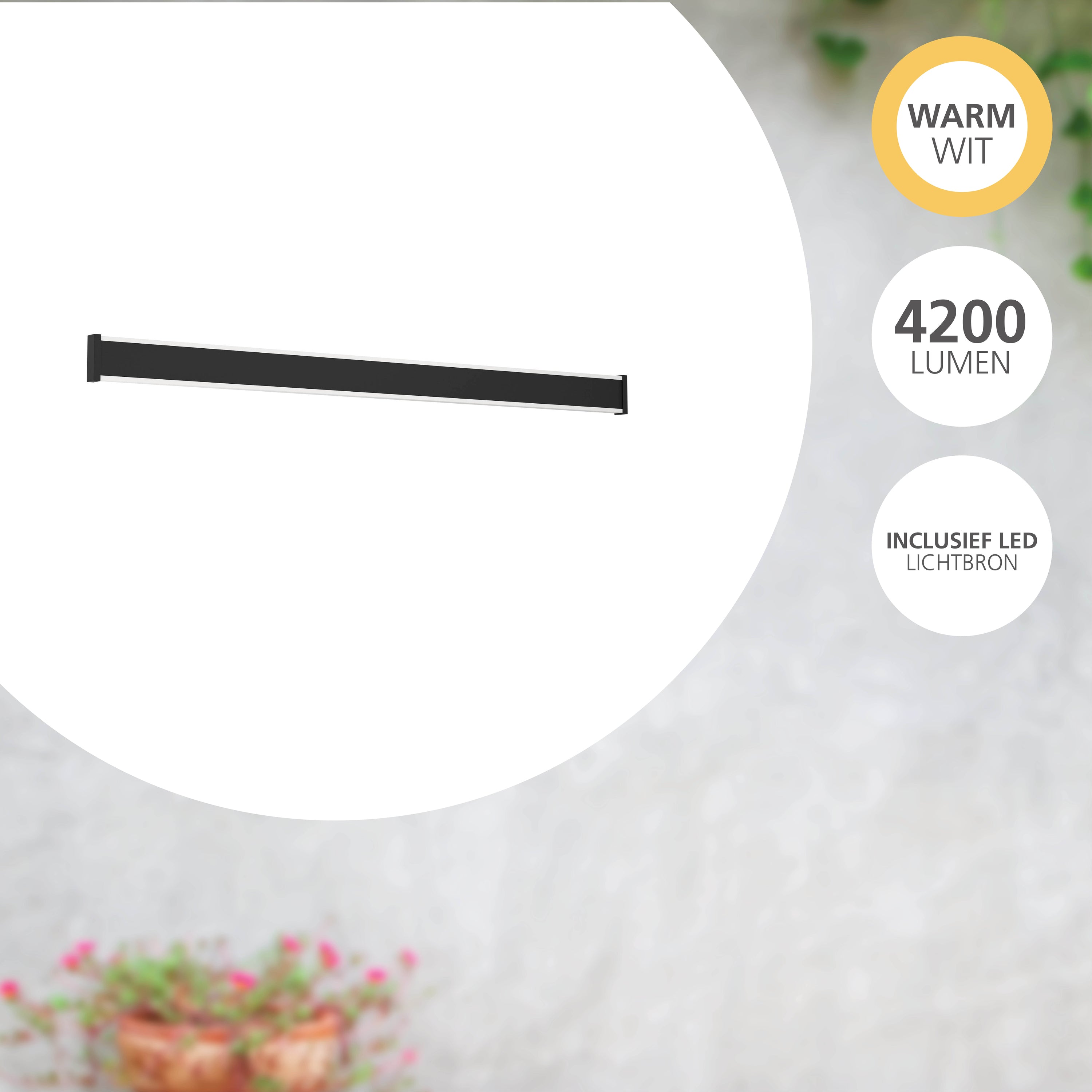 EGLO Neviano Wandlamp - LED - 97 cm - Zwart|Wit