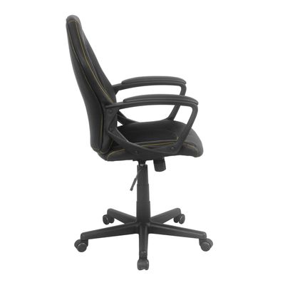 Fauteuil de bureau BOGOTA - accoudoirs fixes - noir avec surpiqûres jaunes