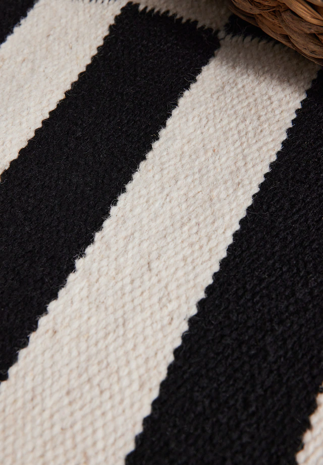 HANSE Home Wollteppich »Donna , schwarz-weiss« rechteckig 5 mm Höhe Handgewebt, Wolle, Natur, Läufer, Wohnzimmer, Schlafzimmer, Streifen