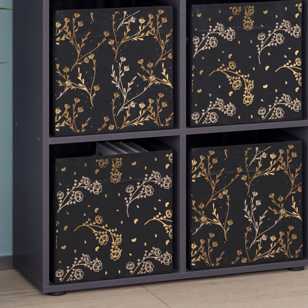Vicco Raumteiler Würfelregal Standregal Tetra Schwarz Faltbox Wohnzimmer Regal 73x72 cm modern Ablage 4 Fächer Dekoregal Ordnerregal Aufbewahrung