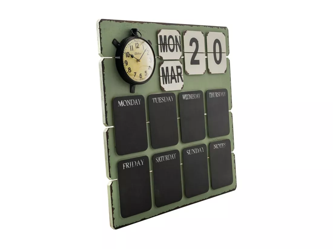Tableau calendrier vert 70x70x7h