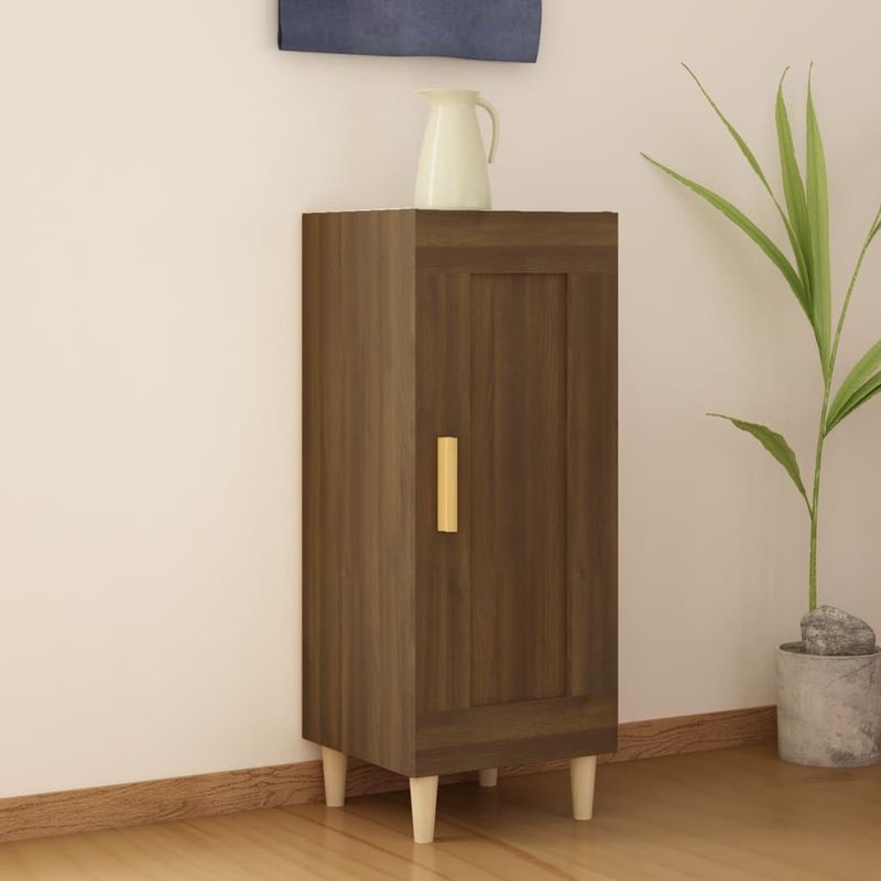 vidaXL - Dressoir - Bruin - Bewerkt Hout - 3 Vakken 1 Deur