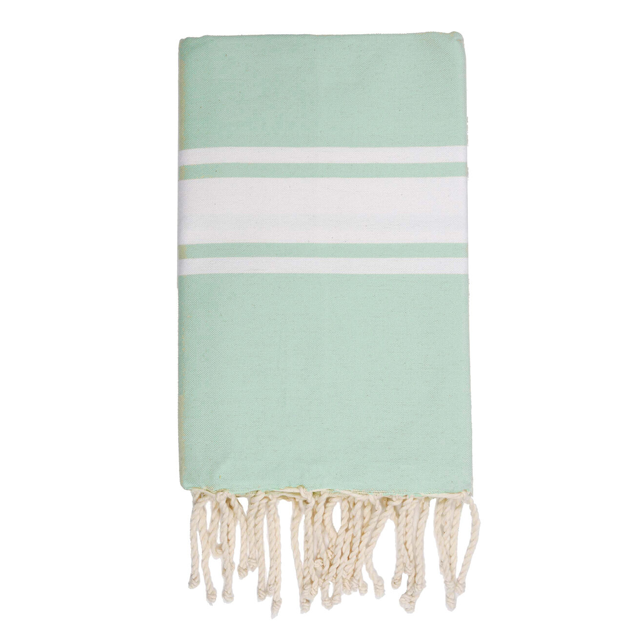 Febronie Fouta Traditionelle St Tropez eau de nil/blanc - 100x200 cm