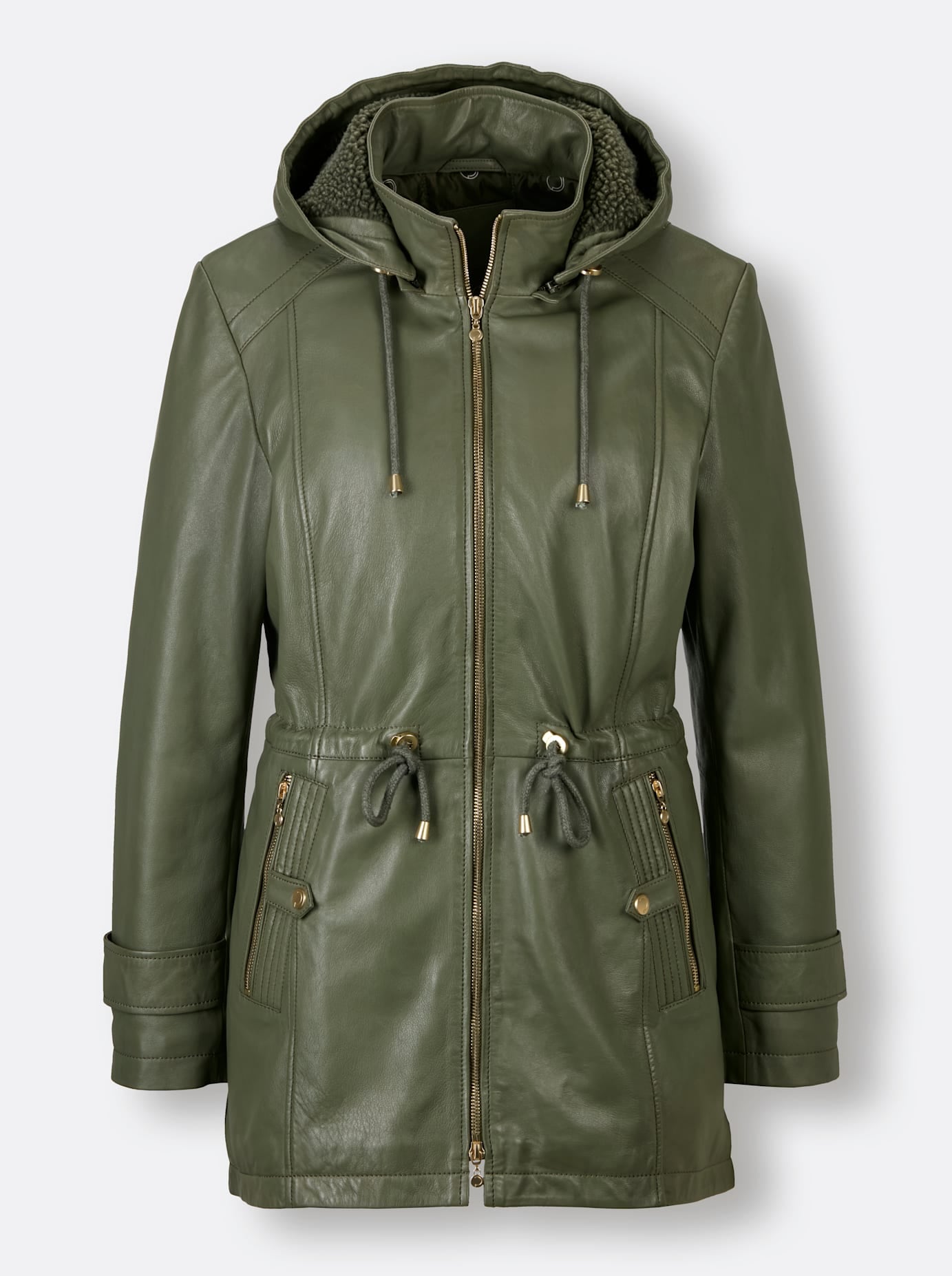 Mainpol Lederjacke mit Kapuze