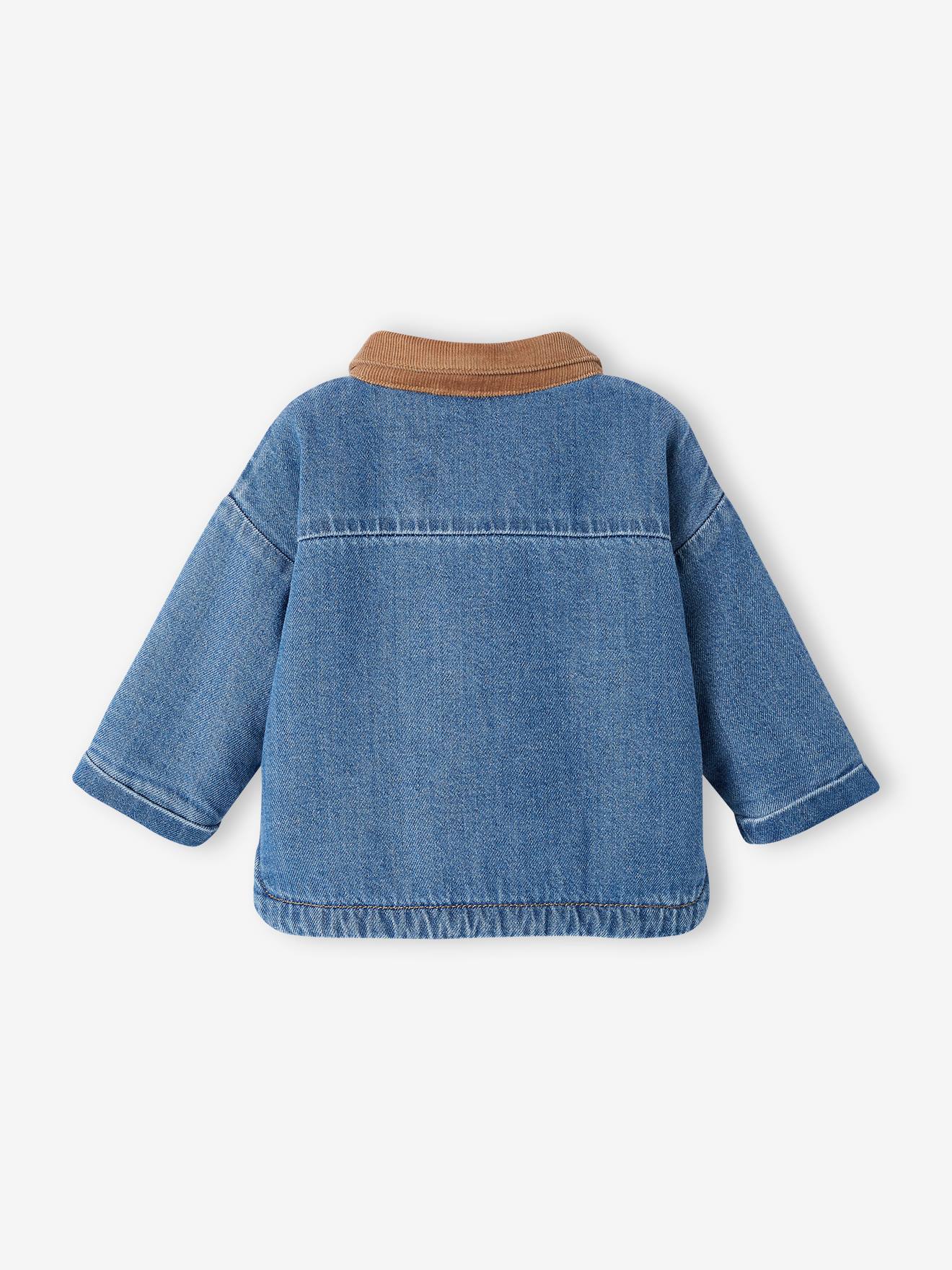 Jaqueta jeans cor pedra com forro de sherpa para meninos