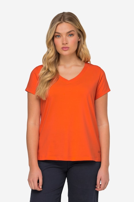 T-Shirt, kleiner Knoten Print, V-Ausschnitt, Halbarm, OEKO-TEX MIG